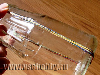 определяем длину пучка ниток для изготовления крученок на живописную вазу из банки